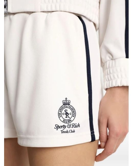 Pantalones cortos con logo bordado y raya lateral Sporty & Rich de color Natural