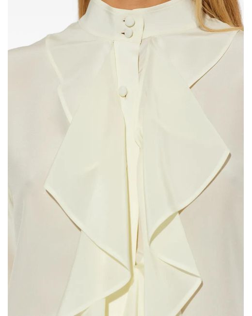 McQueen White Ruffled Silk Blouse
