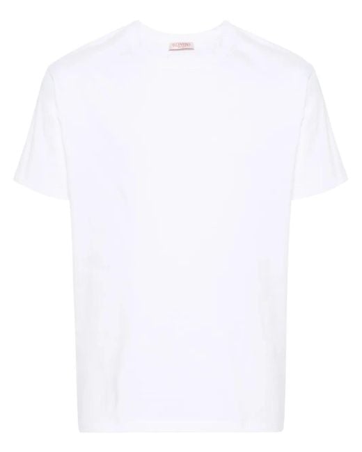 Valentino Garavani White Logo-Patch Cotton T-Shirt for men