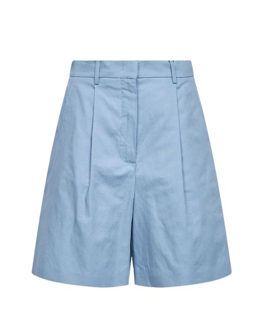 Weekend by Maxmara Blue Pleated Flared Shorts