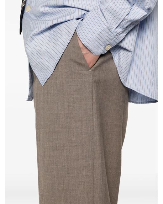 Moschino Gray Textured Wool Trousers for men
