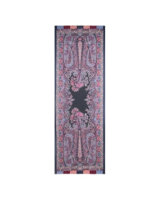 Etro Purple Floral Paisley-Motif Scarf for men