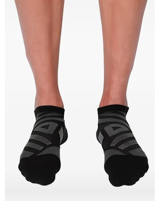 On Shoes Black Geometric-Panel Socks for men