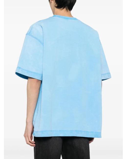 DSquared² Blue Logo-Print Short-Sleeve Sweatshirt for men