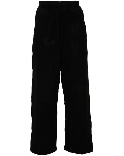 Balenciaga Black Crinkled-Effect Track Pants for men