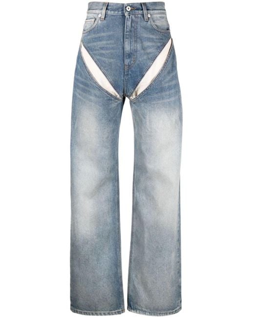 Y. Project Blue Cut-out High-rise Flared Jeans