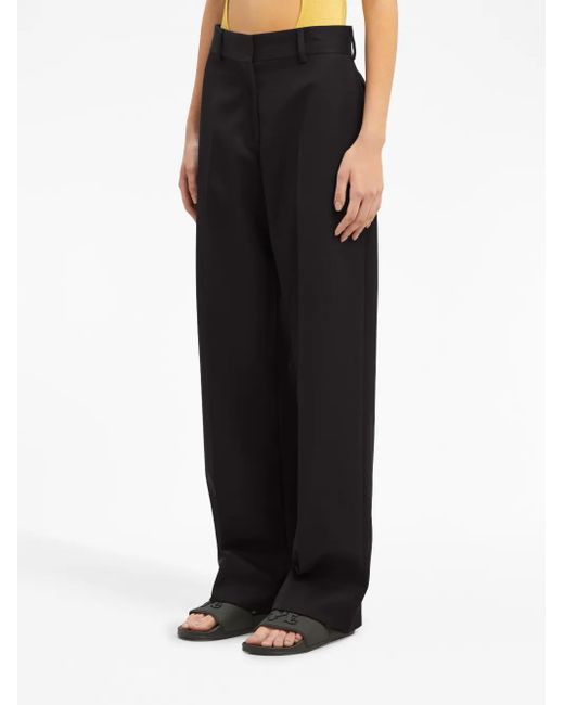 Palm Angels Black Wool Blend Trousers
