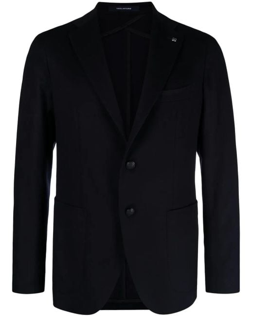 Tagliatore Blue Single-Breasted Wool Blend Blazer for men