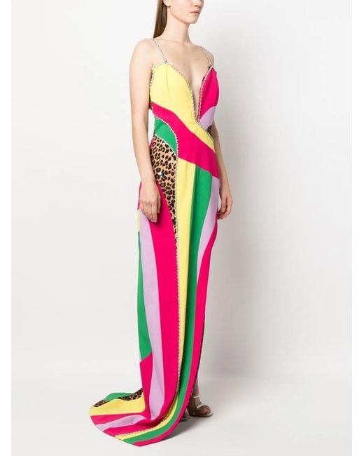 Philipp Plein Pink Patchwork Long Dress