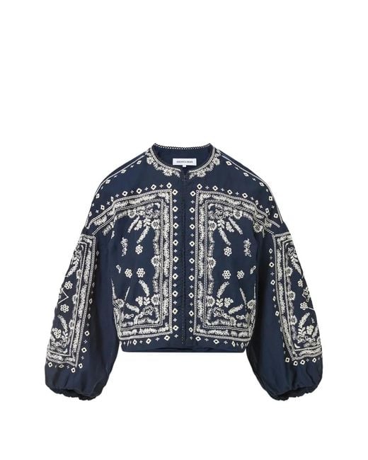 Veronica Beard Blue Drake Embroidered Cotton Jacket