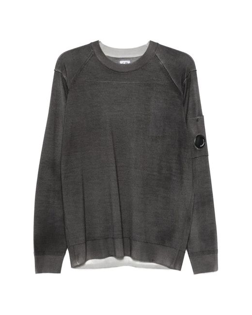 C P Company Gray Crew-Neck Wool Sweater for men