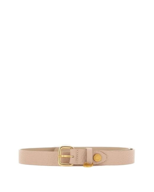 Gianni Chiarini White Maxi-Grain Square-Buckle Leather Belt