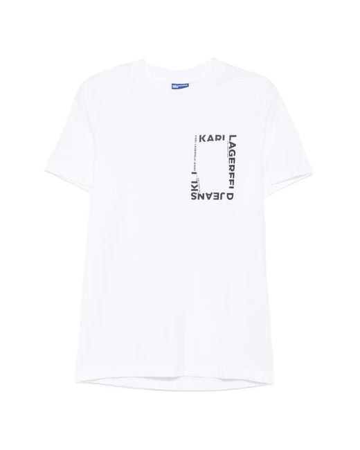 Karl Lagerfeld White Logo-Print T-Shirt for men