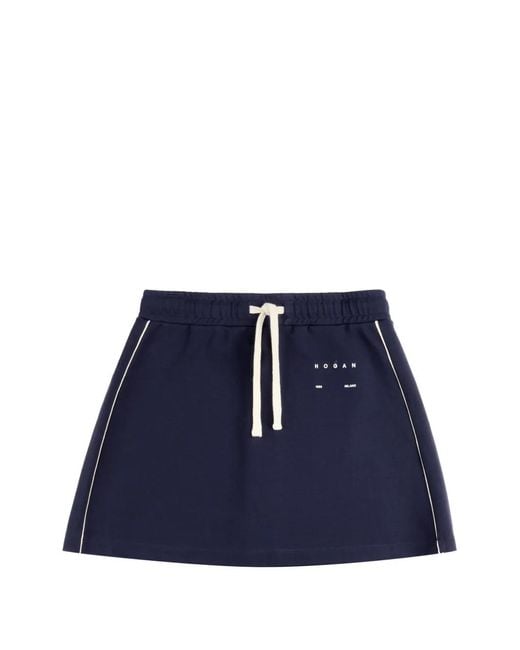 Hogan Mini-Rok Van Stretch Jersey in het Blue