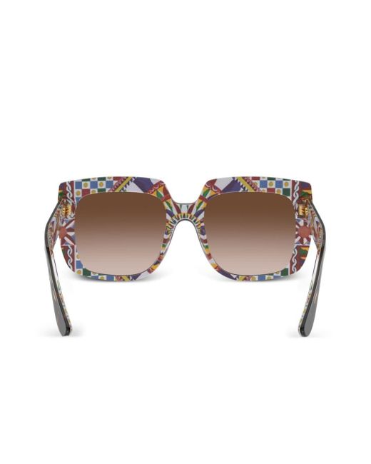 Dolce & Gabbana Brown New Print Oversize-frame Sunglasses