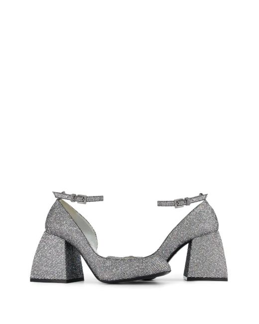 NODALETO White Square-Toe Block-Heel Pumps