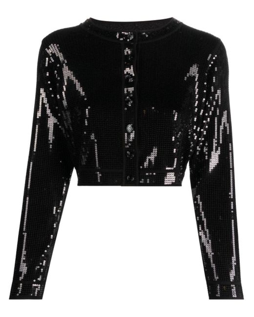 Sandro Black Sequin-embellished Cropped Cardigan