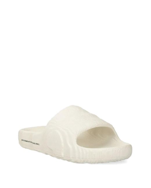 Adidas White Logo-Print Slides