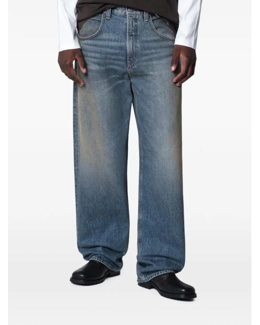 Agolde Blue Faded Whiskered Loose-Fit Jeans for men