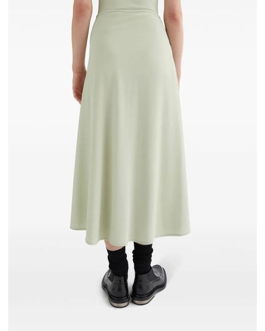 Jil Sander Green Flared Zipped Midi Skirt