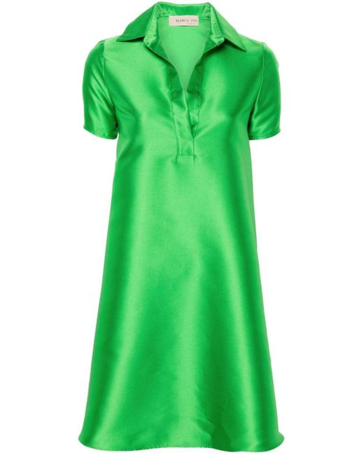 Vestido acampanado de manga corta Blanca Vita de color Green