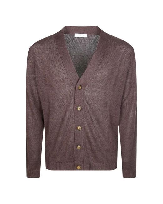 Daniele Fiesoli Brown Button V-Neck Cardigan for men