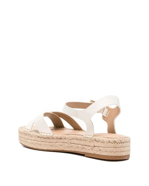 Ralph Lauren Natural Espadrilles Compensées À Brides Croisées