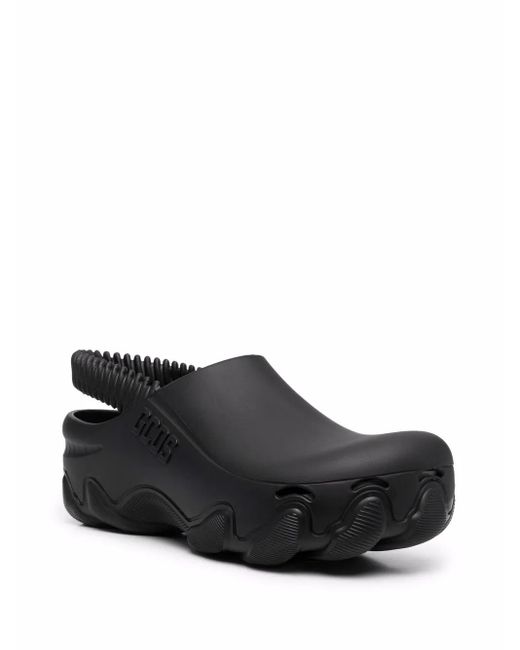 Gcds Black Embossed-logo Slingback Clogs for men