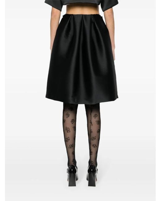 P.A.R.O.S.H. Black Layered Detail Midi Skirt