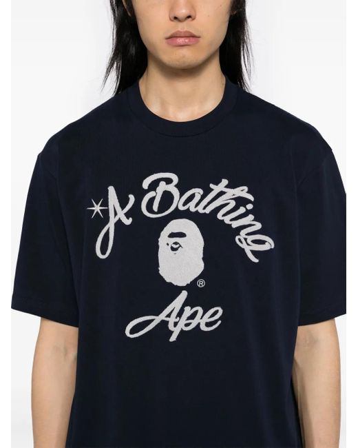 A Bathing Ape Blue Chain Stitch College T-Shirt for men
