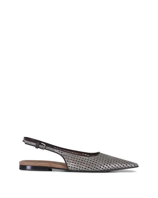 Brunello Cucinelli White Slingback Perforated Ballet Flats
