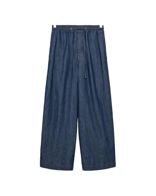 Loewe Blue Drawstring Chambray Trousers for men