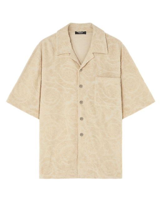 Versace Katoenen Overhemd Met Patroon in het Natural voor heren