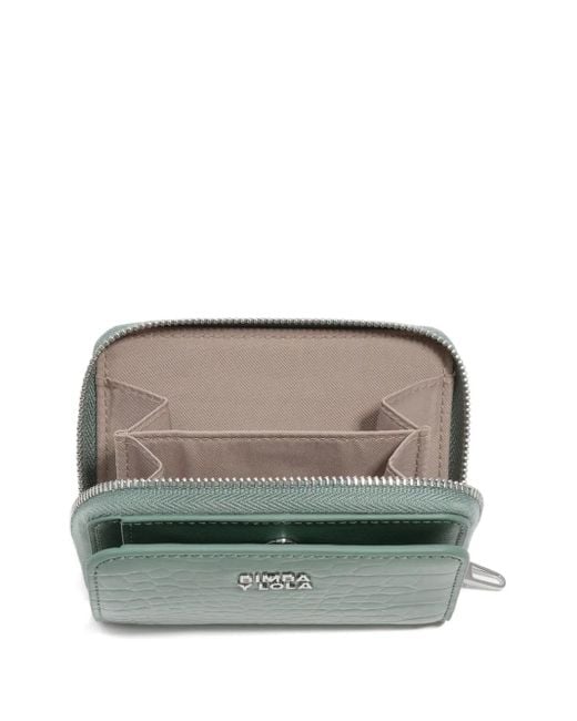 Bimba Y Lola Green Crocodile-Effect Zip-Around Wallet