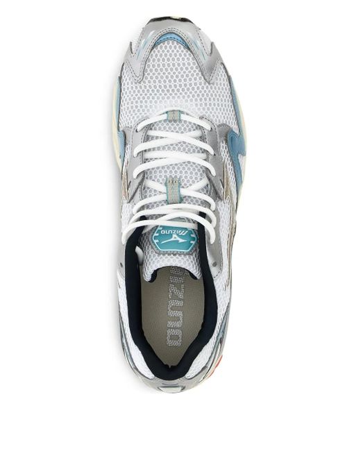 Mizuno Blue Wave Ridder 10 Mesh-Panelled Leather Trainers