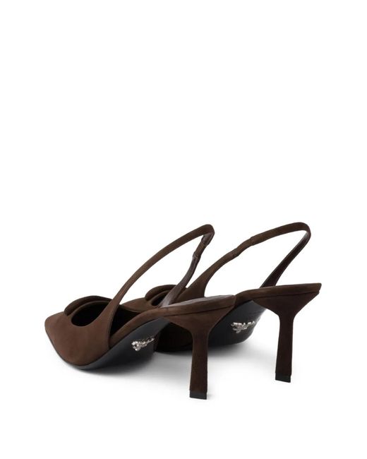 Prada Brown Suede Slingback Pumps