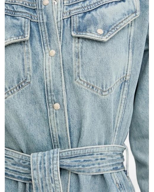 Boss Blue Belted Denim Shirt Midi Day Dress