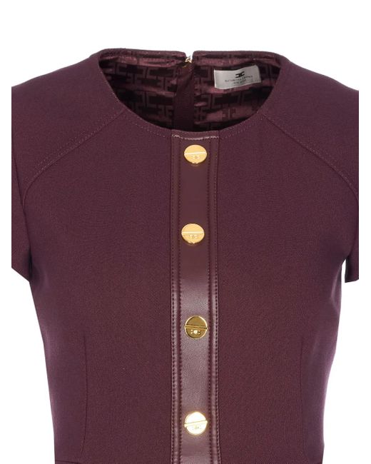 Elisabetta Franchi Purple Krepp-Minikleid im Layering-Look