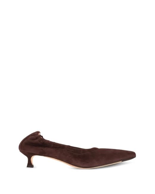 LA ROSE Brown Elasticated Suede Pumps