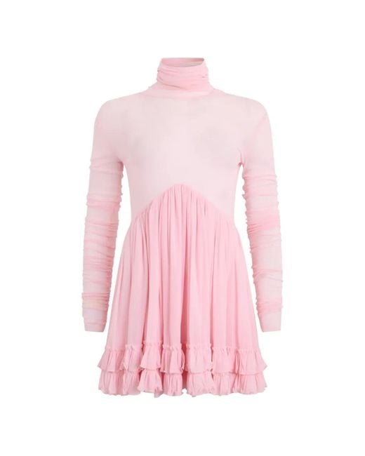 Philosophy Di Lorenzo Serafini Pink Pleated Ruffled Mini Dress