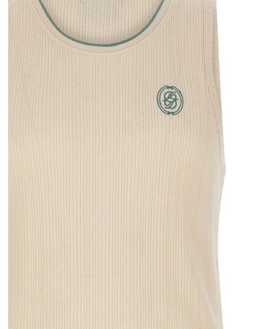 Drole de Monsieur Natural Ribbed Embroidered Top for men