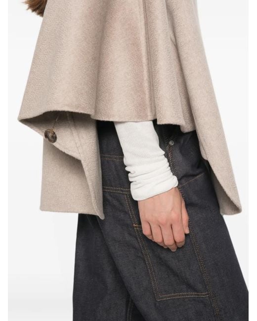 Max Mara Natural Aospite Double-Breasted Cape-Style Jacket