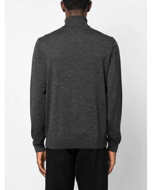 Boss Gray Roll-Neck Virgin Wool Jumper for men