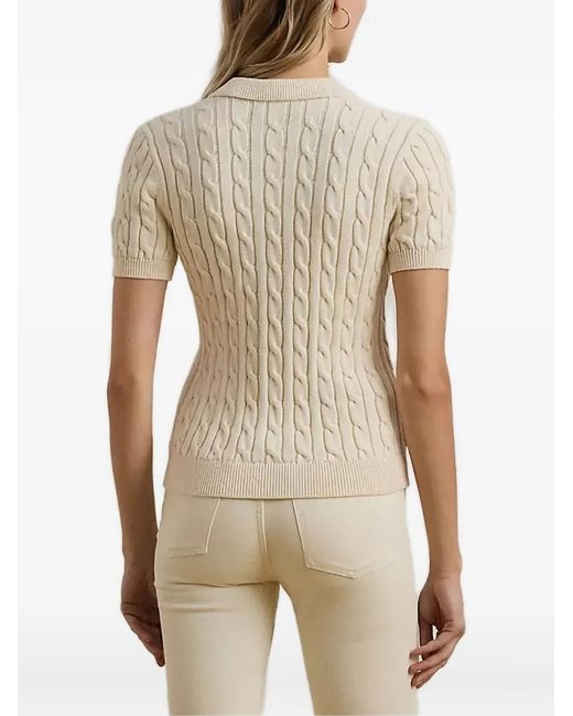 Ralph Lauren Natural Cable-Knit Polo Top
