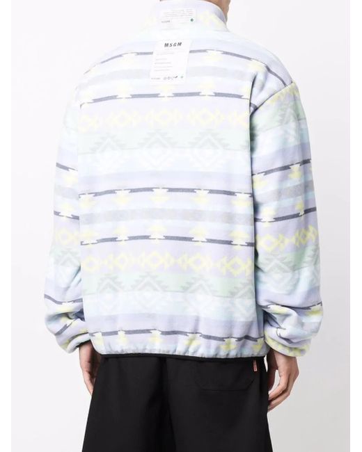 MSGM Blue Zip-Up Funnel Neck Jacket for men