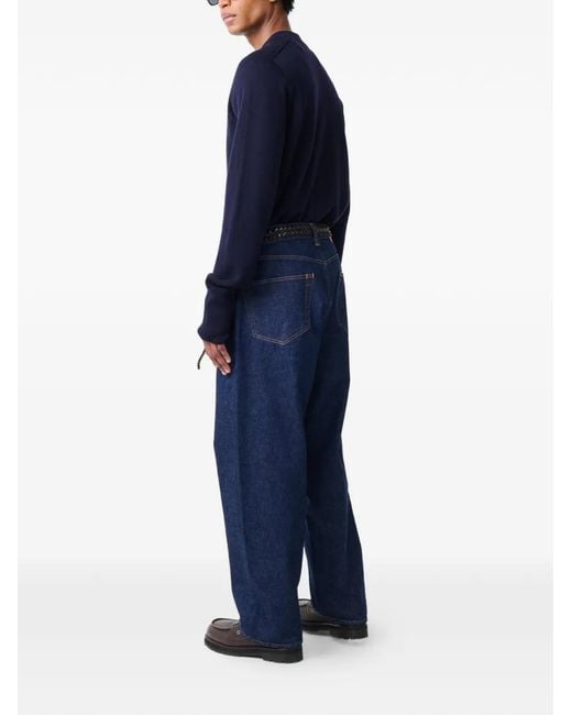 Studio Nicholson Blue Pull Inverness À Col V