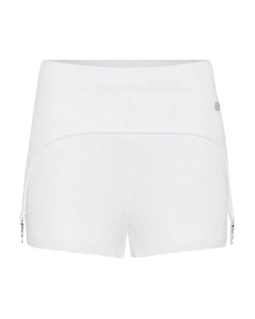 Jean Paul Gaultier White Ribbed Garter Cotton Shorts