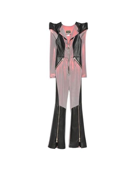 MITILIANE COUTURE Pink Leather-Insert Jumpsuit