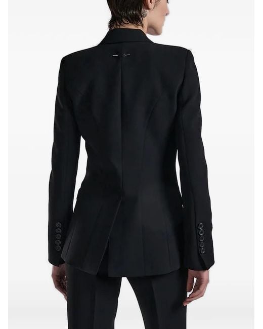 Barbara Bui Black Blazer En Crêpe À Empiècements En Cuir
