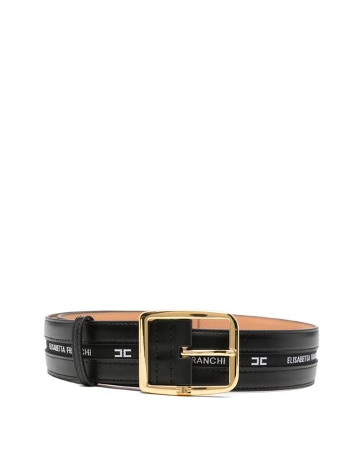Elisabetta Franchi White Logo-Pattern Belt